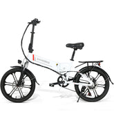 SAMEBIKE 20LVXD30-II Electric Bike - 350W Motor 48V10AH Battery 40KM Range Mechanical Disc Brakes - White